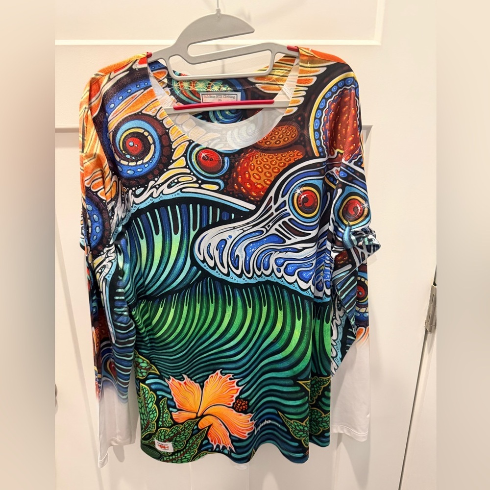 Sublime STX XL Performance Fishing Shirt Tropical Fish Graphic